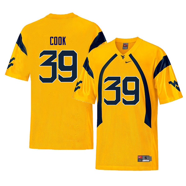 NCAA Men's Henry Cook West Virginia Mountaineers Yellow #39 Nike Stitched Football College Throwback Authentic Jersey ND23Z33MM